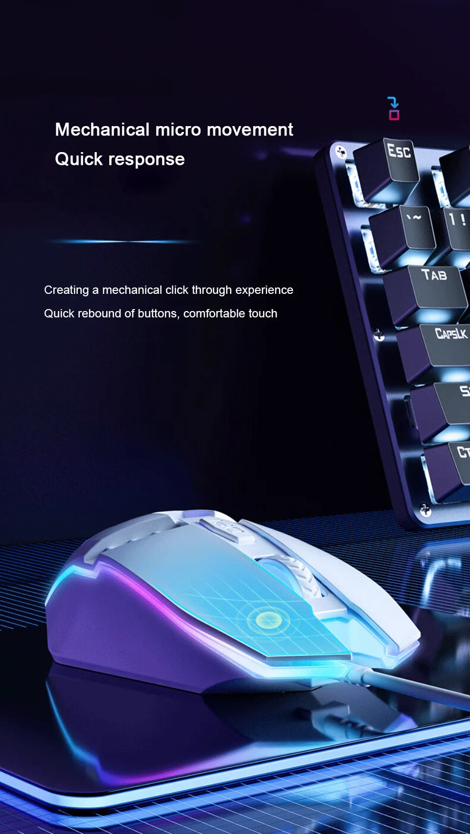 HP M1 Wired Gaming Mouse White Light Emitting Esports Mouse USB Gaming Office Desktop Laptop