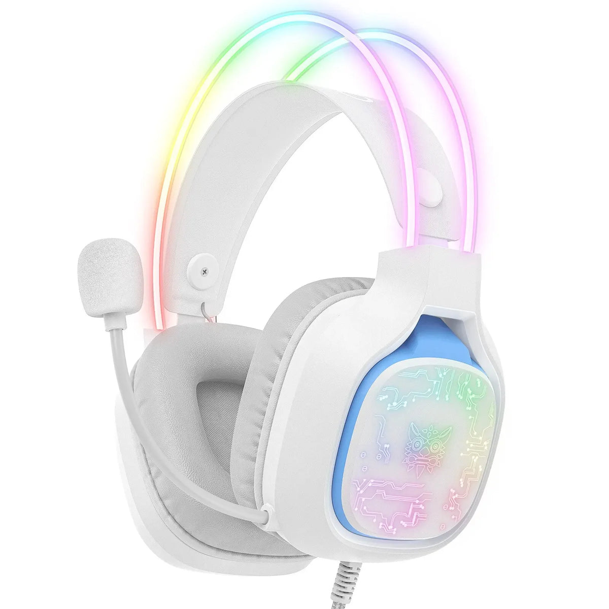 ONIKUMA X22 casque de jeu RGB éclairage dynamique filaire sur l'oreille casque avec micro antibruit pour PC PS4 Xbox PS5