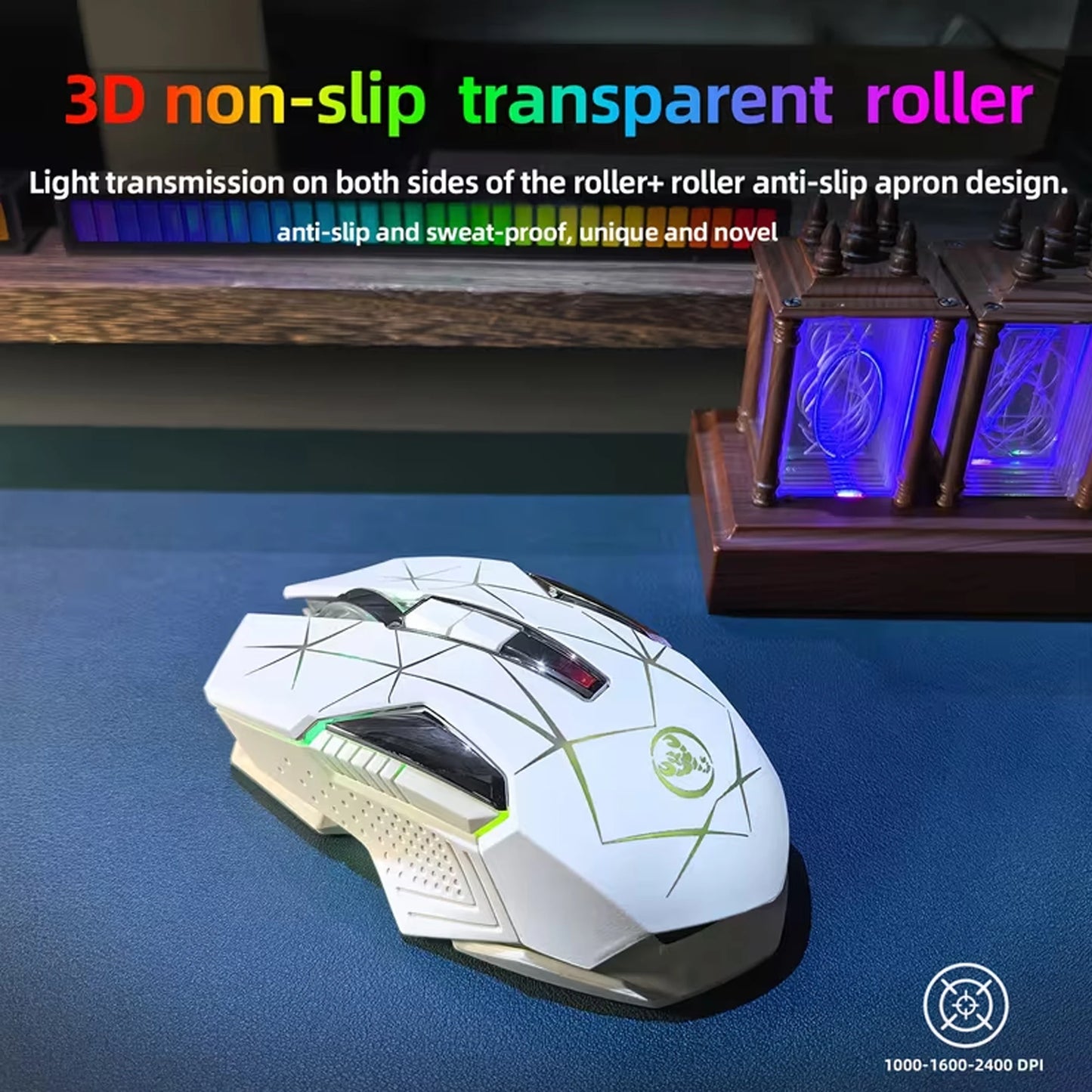 Wireless Gaming Mouse 2.4G Rechargeable Gaming Mouse with RGB Breathing Light, 2400 DPI, 6 Buttons, Instant Response Wireless Mouse for PC, Laptop & Gaming Switch