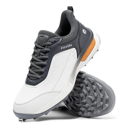 FitVille Chaussures de golf larges pour hommes, imperméables, athlétiques, décontractées, professionnelles, antidérapantes, sans crampons, avec soutien de la voûte plantaire