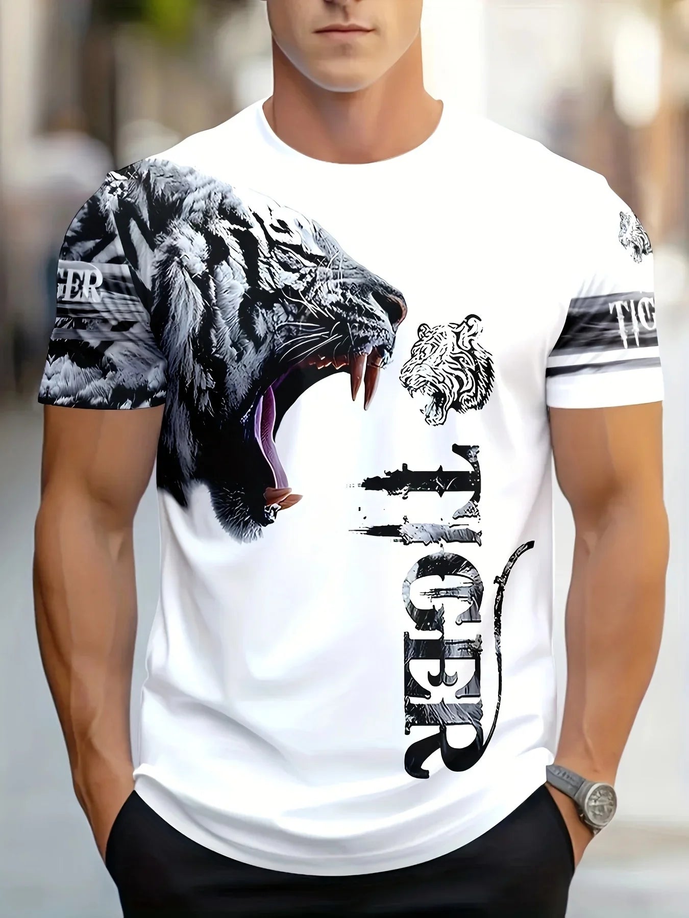 Fashion Men's 3D Eagle Print T-Shirt Black Gold Eagle Graphic Tee Breathable Crew Neck Streetwear Short Sleeve Top for Men