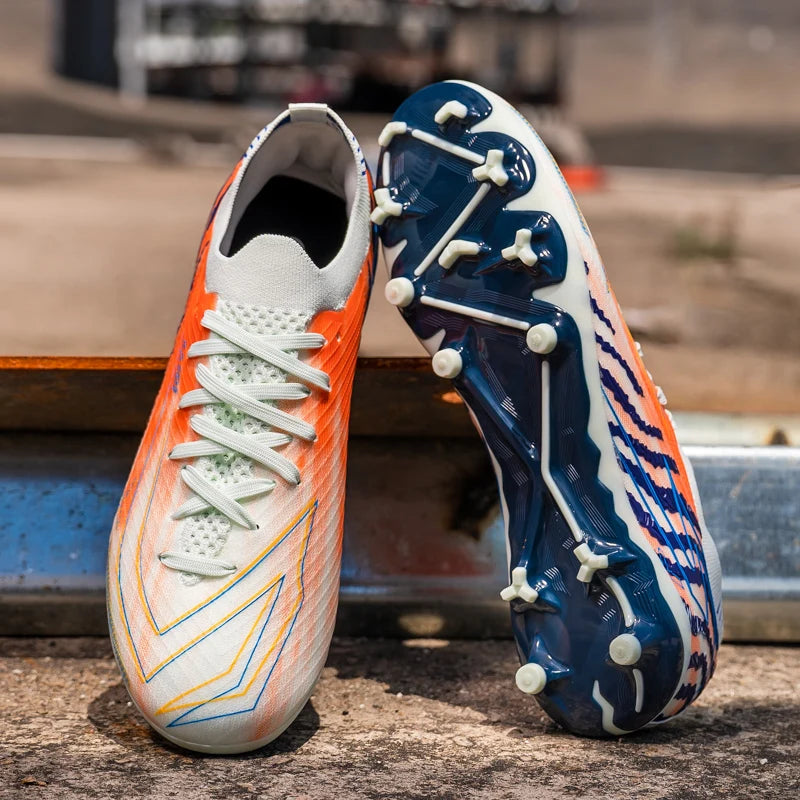 Chaussures de football pour hommes AG FG pour terrain ferme, en matériau PU léger, avec crampons renforcés, pour adultes, pour entraînements de football en extérieur et compétitions.