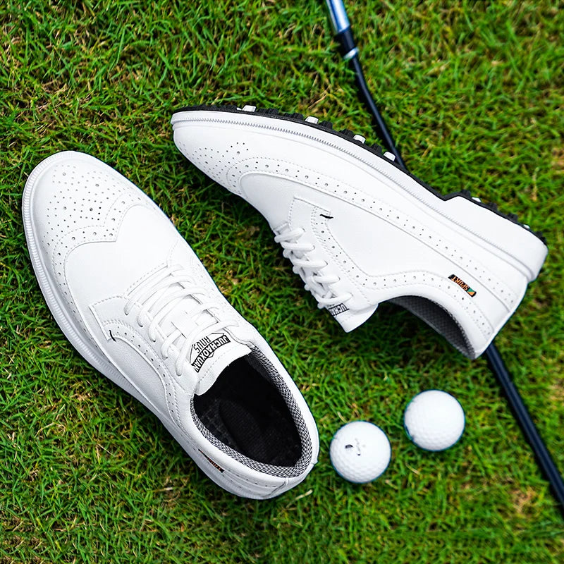 Scarpe da golf professionali da uomo in pelle di alta qualità, traspiranti, scarpe sportive per competizioni e allenamenti di golf, taglie forti 39-47#