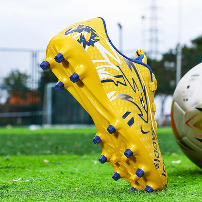 Chaussures de football pour enfants à bouton rotatif, design à double crampon, antichoc, respirantes, pour terrain extérieur et usage quotidien