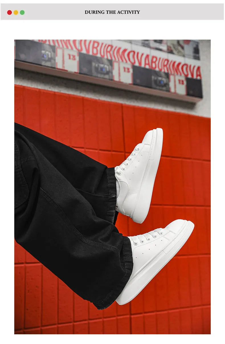 White Minimalist Sneakers For Men Comfy Leather Casual Sneakers Man Platform Skateboard Shoes Outdoor Low-cut Men's Sports Shoes