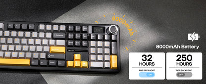AULA F108 PRO Wireless Mechanical Keyboard 3 Mode RGB Backlit Gaming Keyboard With Screen 8000mAh Battery 104 Keys Hot Swappable