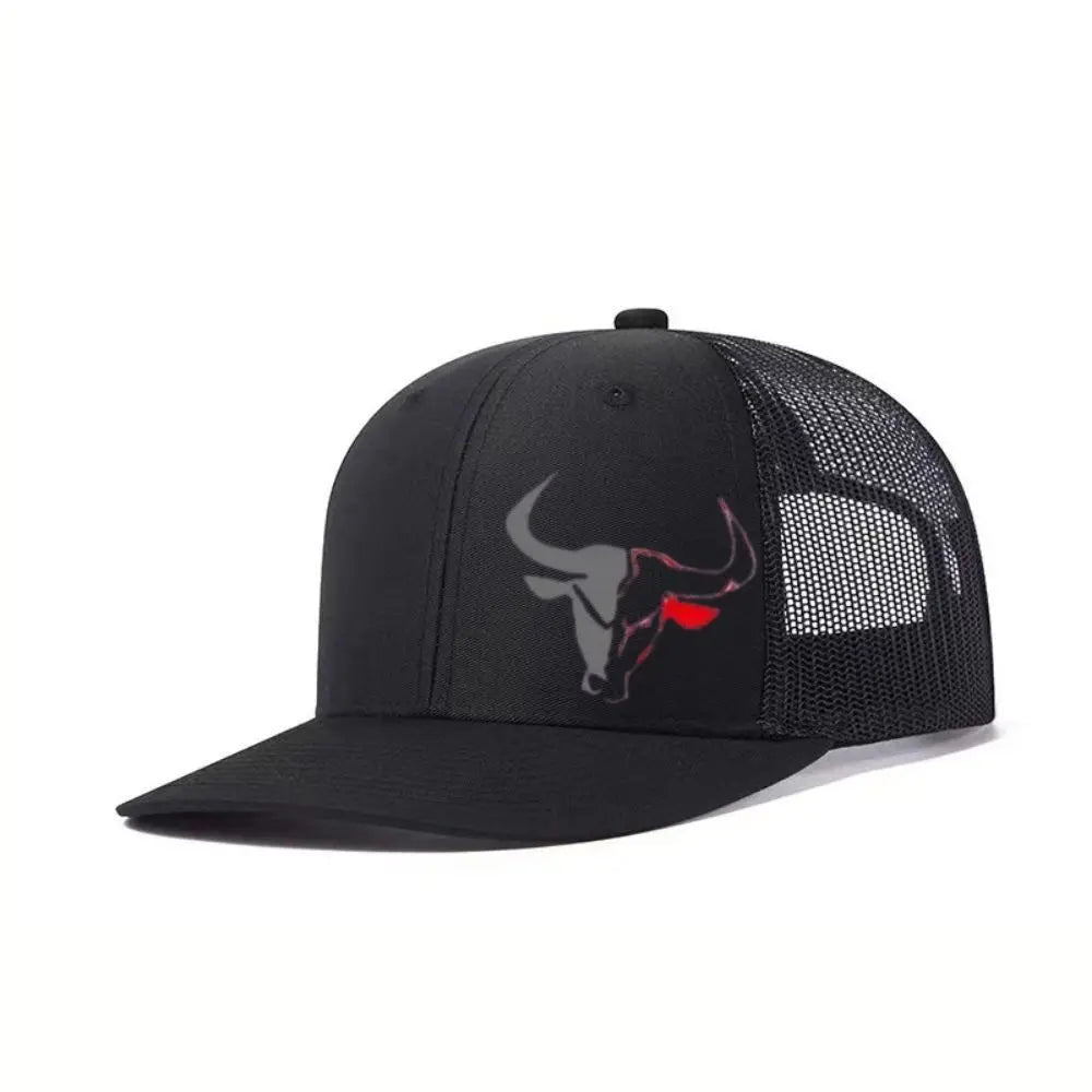 Cappellino da baseball estivo casual con stampa "Bull Head", visiera sportiva hip hop traspirante in rete, cappelli da sole regolabili per uomo e donna