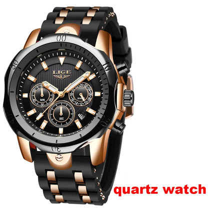 Pánské mechanické náramkové hodinky s automatickým nátahem LIGE – luxusní hodinky nejvyšší třídy s tourbillonem, elegantní a vodotěsný model, ideální pro práci i formální příležitosti.