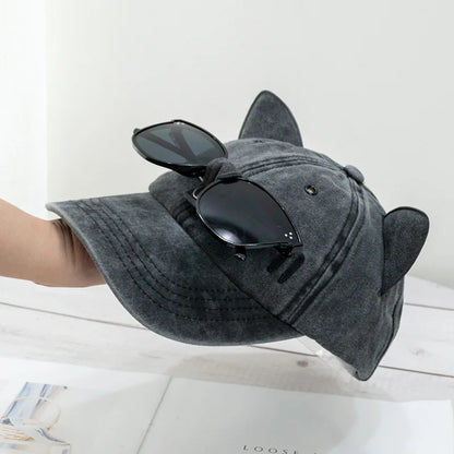 New Cat Ears Sunglasses Baseball Cap Y2K Cotton Washed Pilot Snapback Caps Gorras Women And Men Outdoor Sunshade Sun Hats Unisex