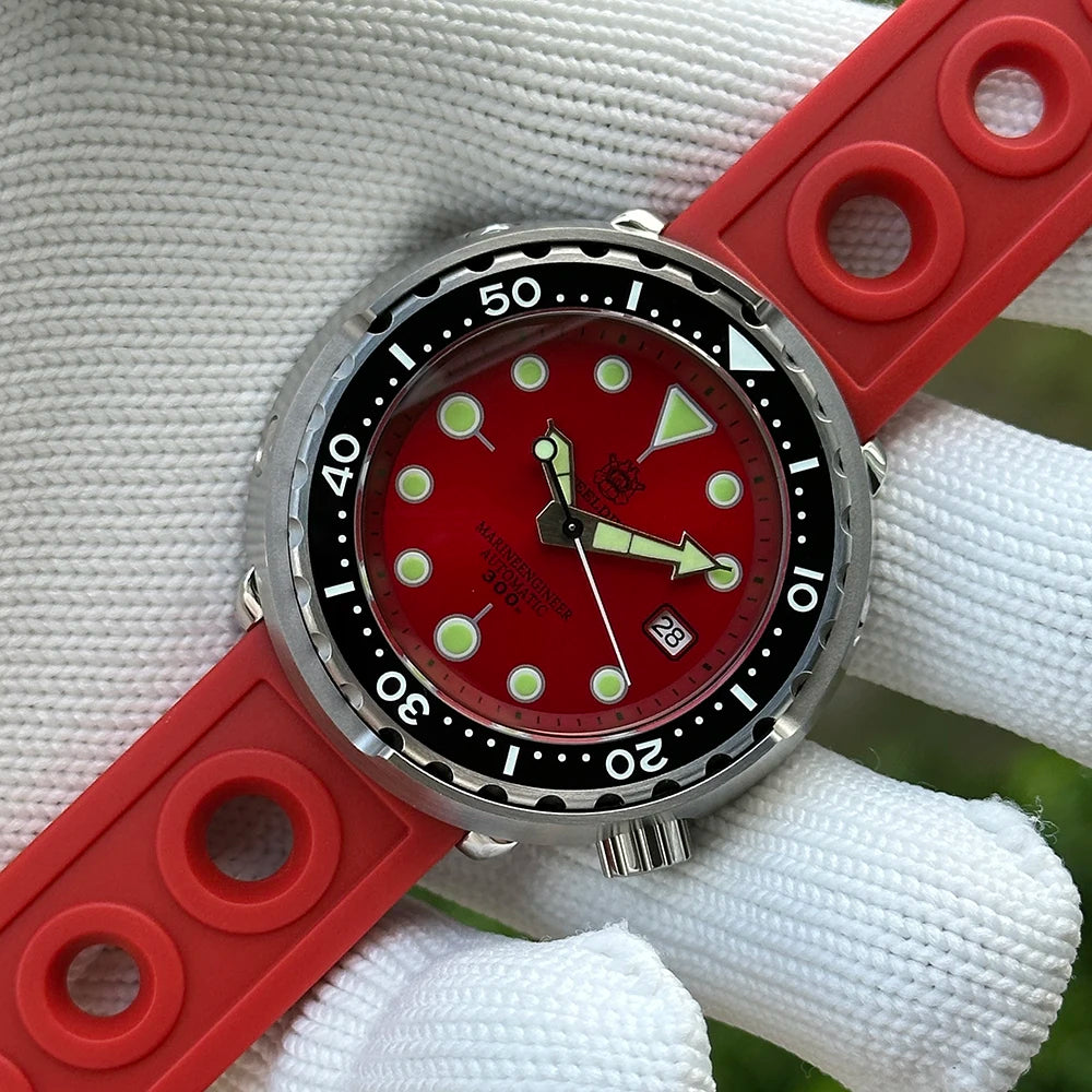 STEELDIVE Popular SD1975 47.5MM Case Red Dial 300M Waterproof AR Sapphire Glass Tuna Dive Mens  NH35 Automatic Watches for You