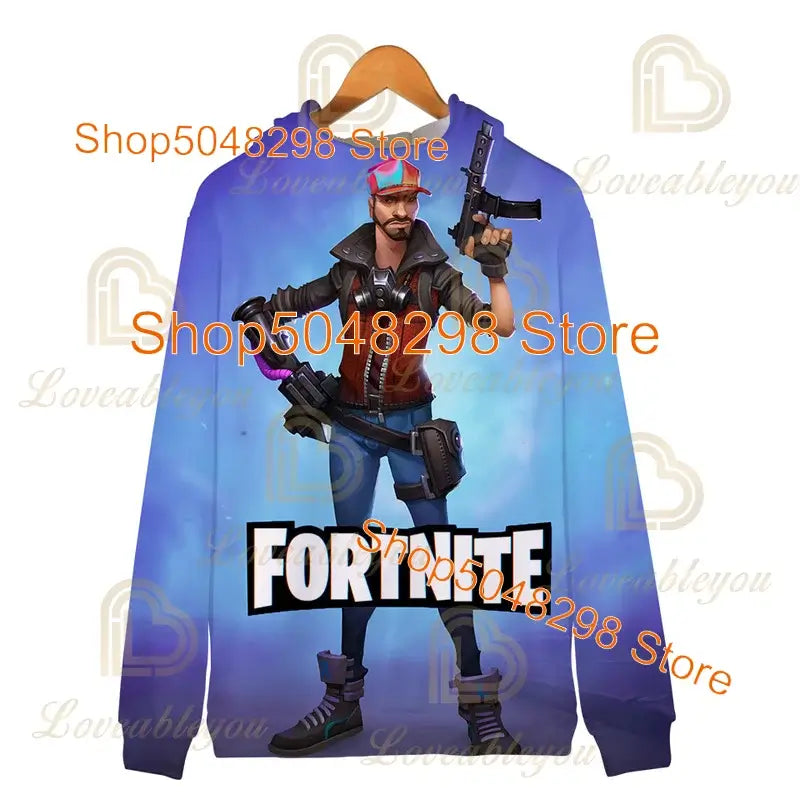 Sweatshirt Fortnite para Adultos e Crianças, Hoodie Infantil com Fecho, Estampado 3D de Jogo, para Rapazes e Raparigas, Estilo Harajuku, Manga Comprida, Roupa para Adolescentes