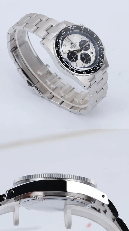 Tactical Frog Men's Business Diving Watch VS75B Quartz Chronograph 316L Steel Sapphire 200M Waterproof C3 Luminous Mens Watch