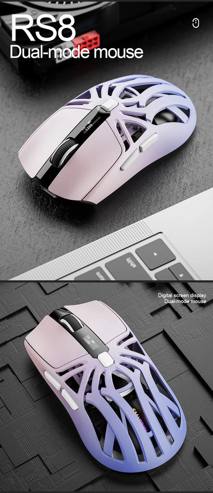 SMAILWOLF RS8 Gaming Mouse Bluetooth Wireless Tri-Mode Lightweight RGB Gaming Mouse with 11200 DPI, Rechargeable Ergonomic Gaming Mouse for PC, Laptop & Mobile