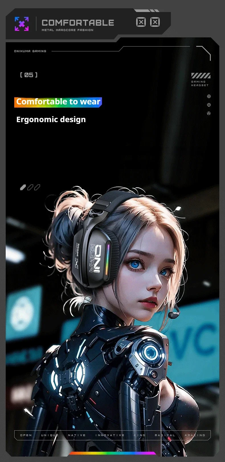 ONIKUMA GT808 Wireless Gaming Headset 2.4G/Bluetooth/Wired 3-Mode Over-Ear Gaming Headphones with Noise Cancelling Mic for PC PS4 PS5