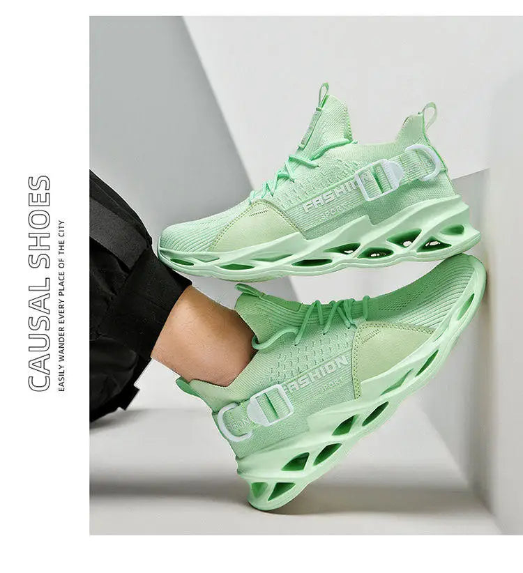 Modische lila Freizeit-Sneaker für Damen und Herren, Blade-Laufschuhe, große Größe 48, leichte, atmungsaktive Sportschuhe für Herren, Mesh-Sneaker