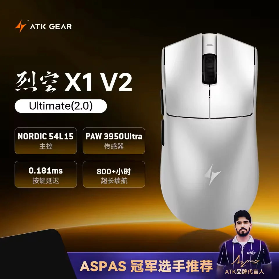 ATK Blazing Sky X1 V2 Ultimate Dual Mode -langaton hiiri, kevyt PAW3950 Ultra Dual 8K HZ, matala viive, mukautettu ergonominen hiiri