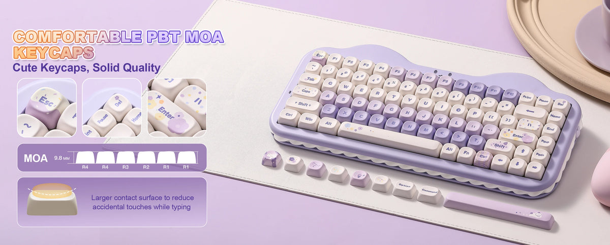 YUNZII C75 Wireless Mechanical Keyboard, 75% Creamy Hot Swap Custom RGB Keyboard, Gasket Cute Cake Design, for Win/Mac/Gaming