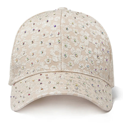 CNTANG Summer Women Rhinestone Baseball Cap Flower Embroidery Hats Female Snapback Fashion Designer Sun Hat Hip Hop Y2k Caps