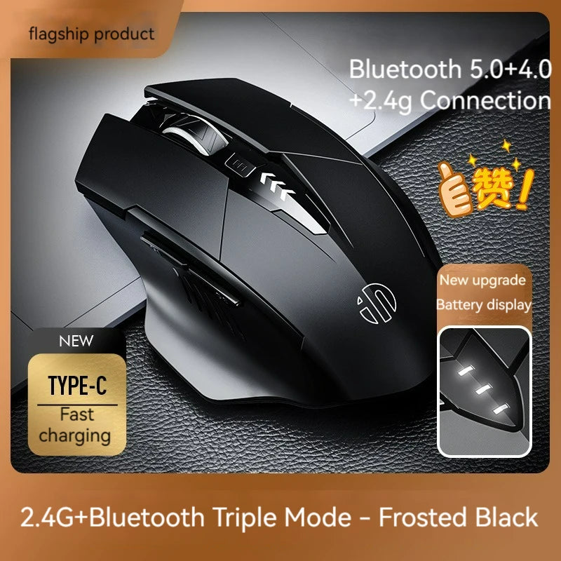 Inphic F1 Rechargeable Wireless Mouse, Bluetooth & 2.4G Silent Wireless Mouse with 6 Buttons, Adjustable DPI, Ergonomic Gaming & Office Mouse for Laptop, PC & Tablet