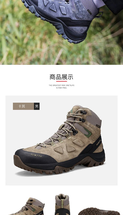 HUMTTO vandresko, vandtætte jagtstøvler til mænd, taktiske ørken-kampstøvler, ankelhøje trekkingstøvler til mænd og kvinder, varme lædersneakers