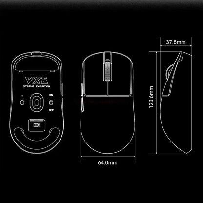 VXE Dragonfly R1 Pro Max Gaming Mouse, Wireless Bluetooth Gaming Mouse with PAW3395 Sensor, Rechargeable Lightweight Ergonomic Esports Mouse