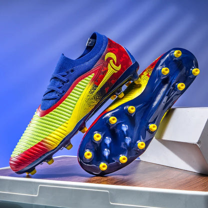 Męskie buty piłkarskie do sportu na świeżym powietrzu dla chłopców, z długimi kolcami, antypoślizgowe, oddychające, do meczów i treningów, buty piłkarskie dla dorosłych, wygodne