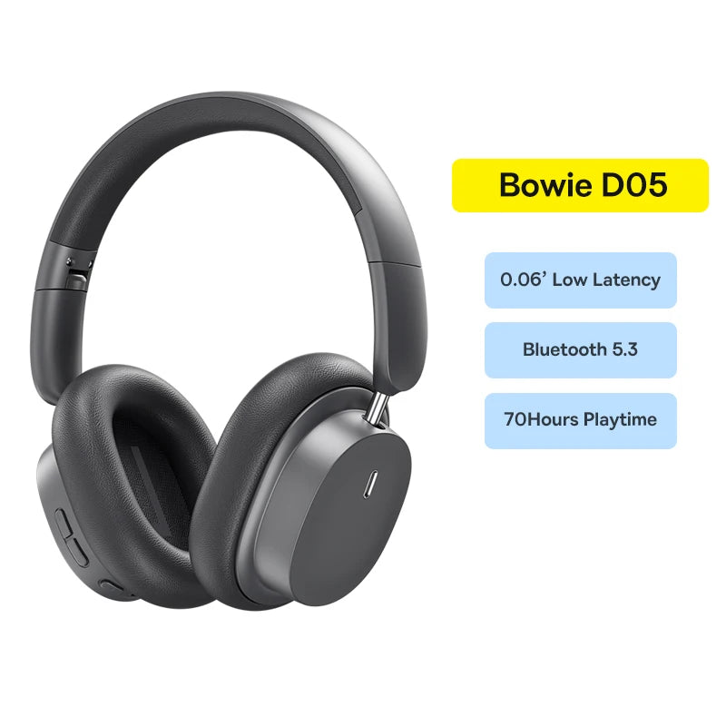 Auriculares inalámbricos Bluetooth 5.3 circumaurales Baseus – Diafragma HiFi de 40mm, auriculares plegables con 70H de reproducción y audio espacial