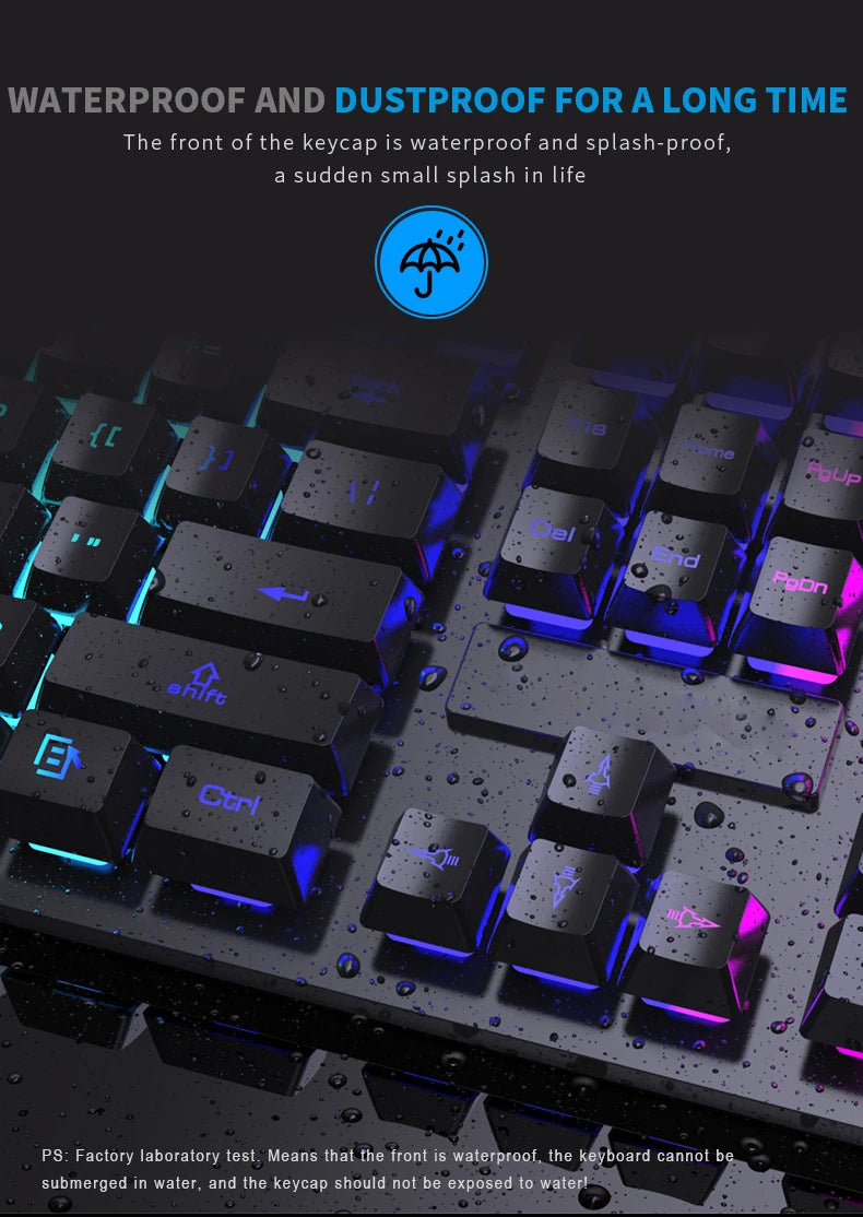 104Keys Wired Keyboard with RGB Backlit Breathing Light Gaming Ergonomic Keyboard And Mouse Set for Computer Laptop Gamer Office