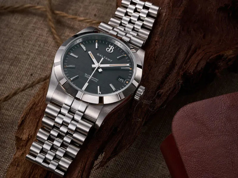 Baltany S4102 Business Man Automatic Mechanical Wristwatch 36mm Linen Dial Engine Turned Bezel NH35 Luxury Dress Watch For Man