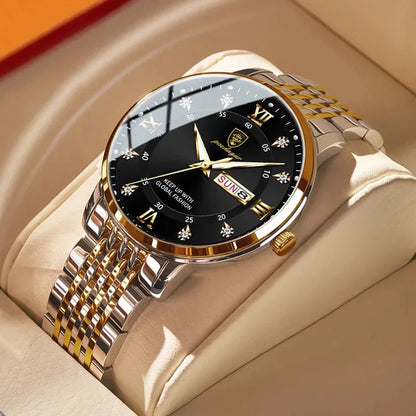 Montre homme POEDAGAR Business Quartz, acier inoxydable, étanche, date lumineuse, montre-bracelet de luxe décontractée pour homme