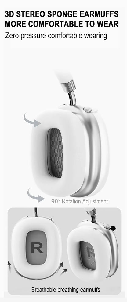Wireless Bluetooth Headset with RGB Digital Display, Card Reader, Long Battery Life, HiFi Sound & Noise Reduction Earphones