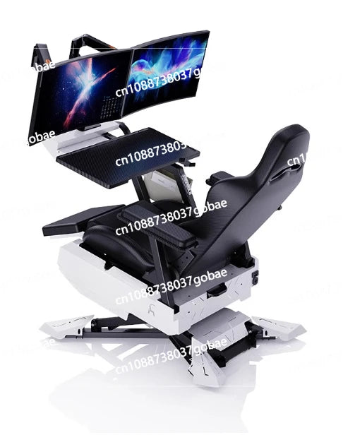 Luxury Gaming Cockpit Chair Multi Functional Office Computer Chair with Adjustable Desk, Ergonomic Long Sitting Gaming Workstation Seat