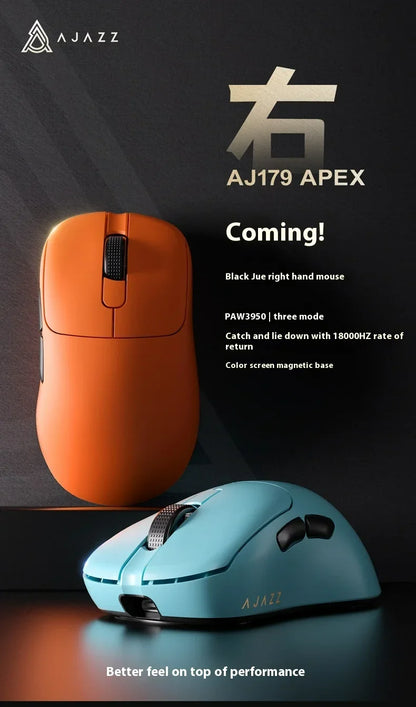 AJAZZ AJ179 APEX Gaming Mouse with Color Screen Dock, Tri-Mode Wireless Gaming Mouse, PAW3950 Sensor, 8000Hz Polling Rate, Magnetic Charging