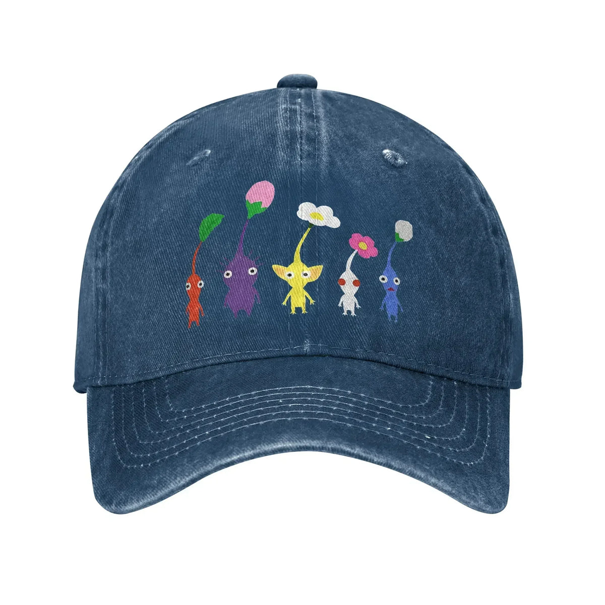 Sød Pikmin-mønstret kasket til mænd og kvinder i bomuld med anime- og tegneseriemotiv – Trucker-kasket til fritid og baseballkasket med justerbar størrelse