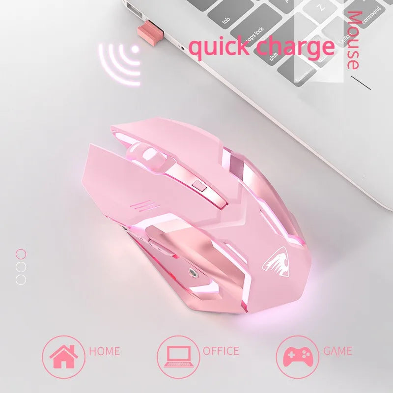 Rechargeable Wireless Gaming Mouse Bluetooth 2.4G Ergonomic LED Backlit Gaming Mouse for PC, Laptop & Mac with 6 Buttons and Adjustable DPI