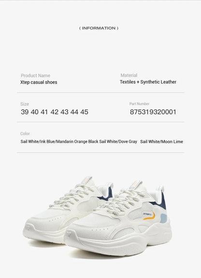 Sapatos casuais Xtep para homem: novidade de verão, em malha respirável, sola grossa, com salto, leves, para jovens, sapatos desportivos de moda 875319320001
