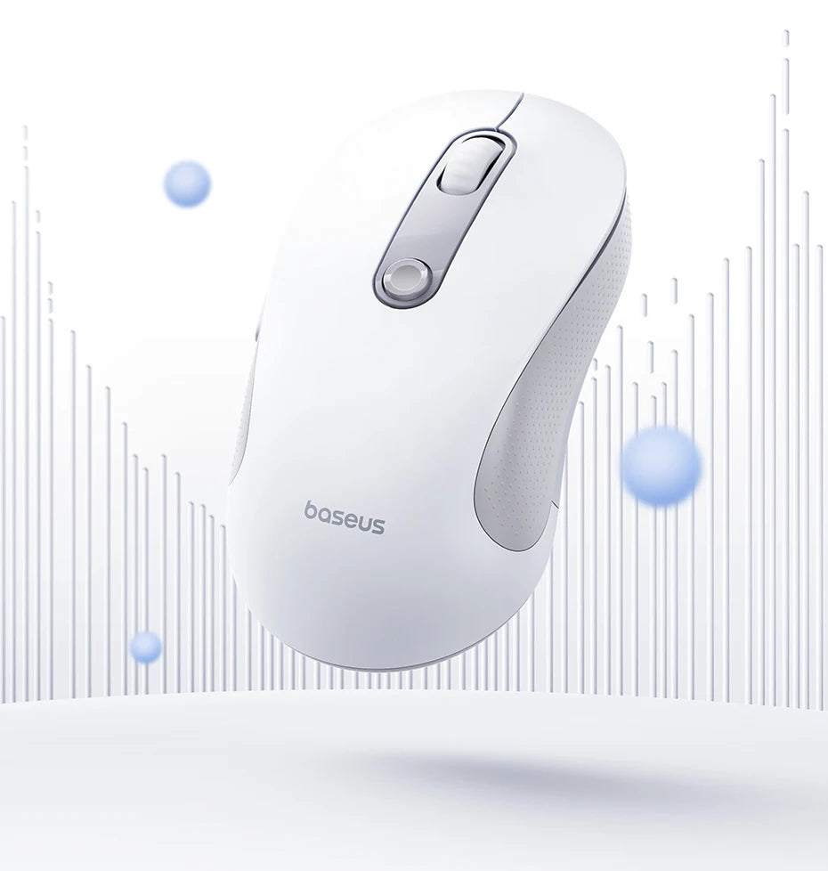 Baseus Wireless Mouse Bluetooth 5.3 Ergonomic Silent Mouse, 2.4GHz Rechargeable Office Mouse with 7 Buttons, Adjustable DPI for Laptop, MacBook, PC & Tablet
