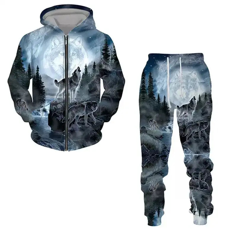 New 3D printed long sleeved hooded sweatshirt set for spring and autumn men's sportswear zipper sweatshirt, Produit gaming premium Fraquane