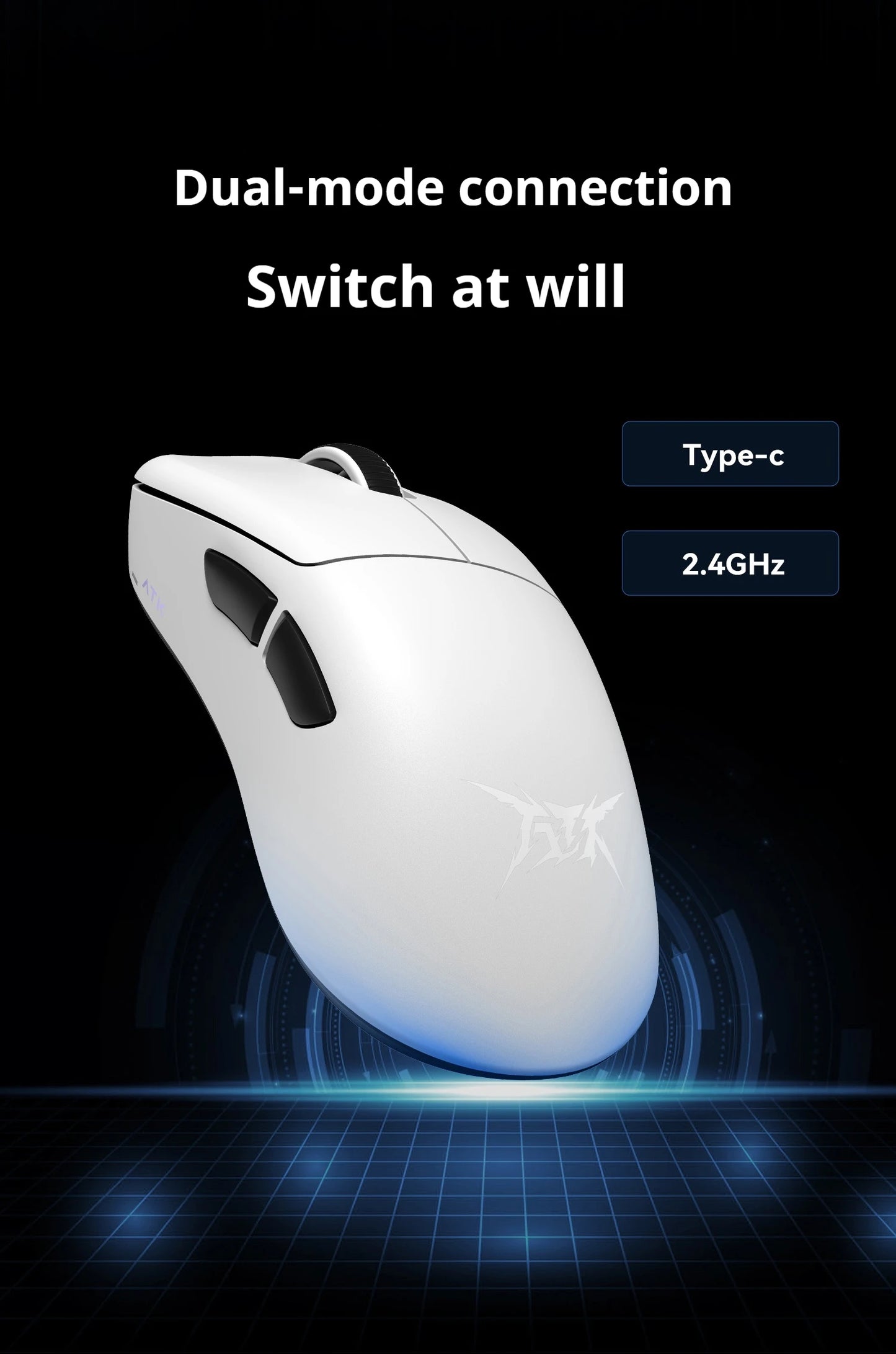 ATK Z1 Pro Max Ultra Wireless Gaming Mouse PAW3950, 8K Polling Rate, 0.39ms Low Latency, 30,000 DPI Ergonomic Gaming Mouse