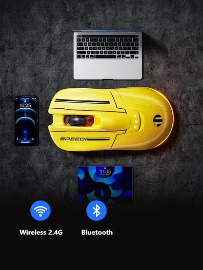 INPHIC Super Racing Car Series Wireless Bluetooth Gaming Mouse, 12800 DPI Rechargeable RGB Gaming Mouse with Battery Display, Customizable Wireless Mouse