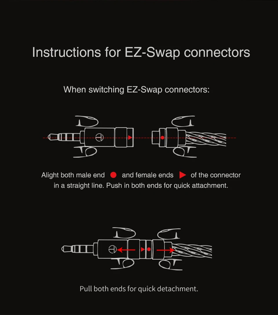 TRN RedChain Upgrade Cable Silver-Plated Copper OFC Copper Earphone Cable with Swappable 2.5mm 3.5mm 4.4mm Connectors for TRN IEM Headphones