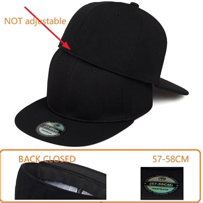 Adult Back Closed Baseball Cap for Small Head Lady Man Blank Hiphop Snapback Hat Fitted Flat Caps 57cm to 59cm