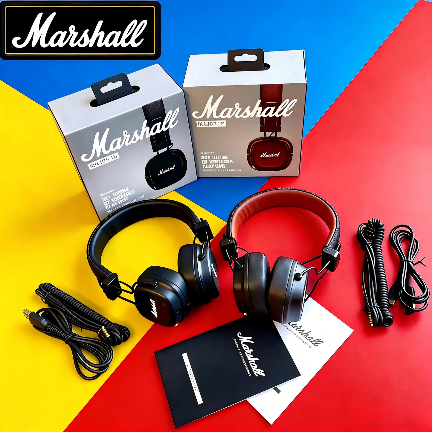Auriculares supraaurales Bluetooth inalámbricos Marshall Major V 5 – sonido estéreo de graves profundos, headset deportivo y gaming con micrófono, auriculares inalámbricos y con cable
