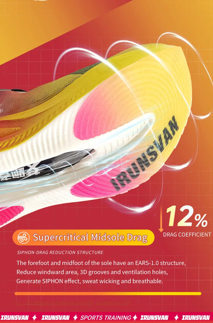 Scarpe da maratona IRUNSVAN con soletta in carbonio: scarpe sportive professionali, stabili, con supporto, assorbimento degli urti, ultraleggere e con ottimo rimbalzo