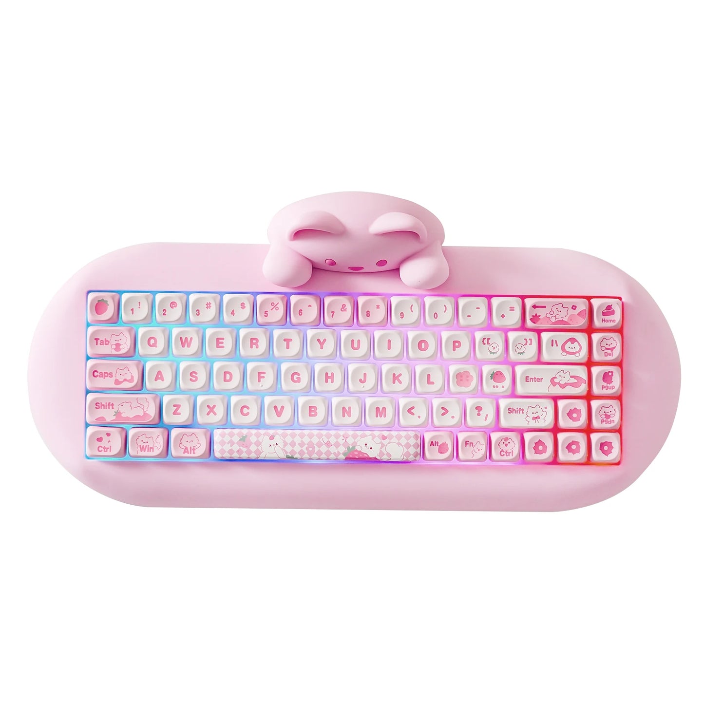 YUNZII C68 Wireless Gaming Keyboard, 65% Hot Swappable Mechanical Keyboard with RGB Backlit, Tri-Mode Bluetooth Gaming Keyboard, Cute Cat Ergonomic Keyboard