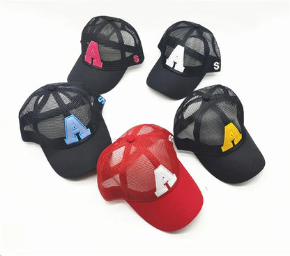 Summer autumn Kid Boy Cartoon Letter Embroidered Baseabll Caps Children Girls Outdoor Leisure Mesh Sport hats