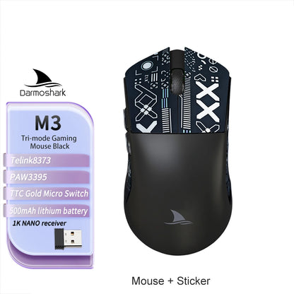 Souris gaming sans fil Darmoshark M3 V2 Tri-Mode 8K, capteur PAW3395, 26K DPI – Souris gaming ultra-légère pour PC et ordinateur portable