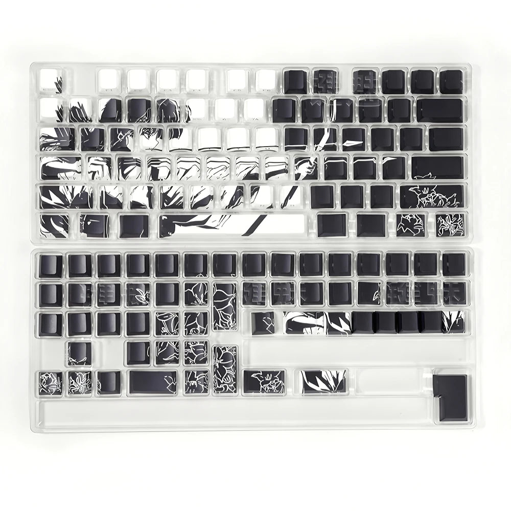 Anime Platycodon Cherry Key Cap Set PBT 130 Key Side Engraved Light Transmission for 60/84/98/108 Mechanical Keyboard ISO