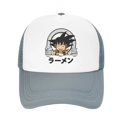 Goku Kid Ramen Dragon Ball Trucker Hat Men Women Vintage Anime Manga Hats Sports Cap Adjustable Polyester Baseball Caps Summer, produit gaming premium Fraquane, produits de luxe, nouvelle génération, équipement gamer