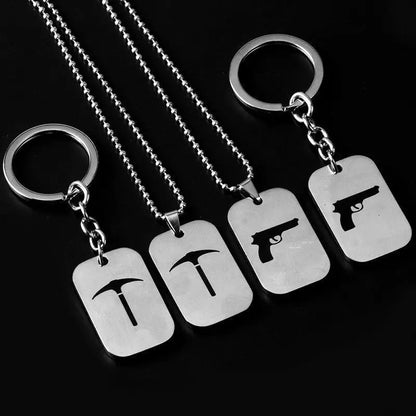 Fortnite Stainless Steel Pendant Necklace Cute Fashion Cartoon Personalized Creative Kawaii Keychain Gift for Friend's Birthday
